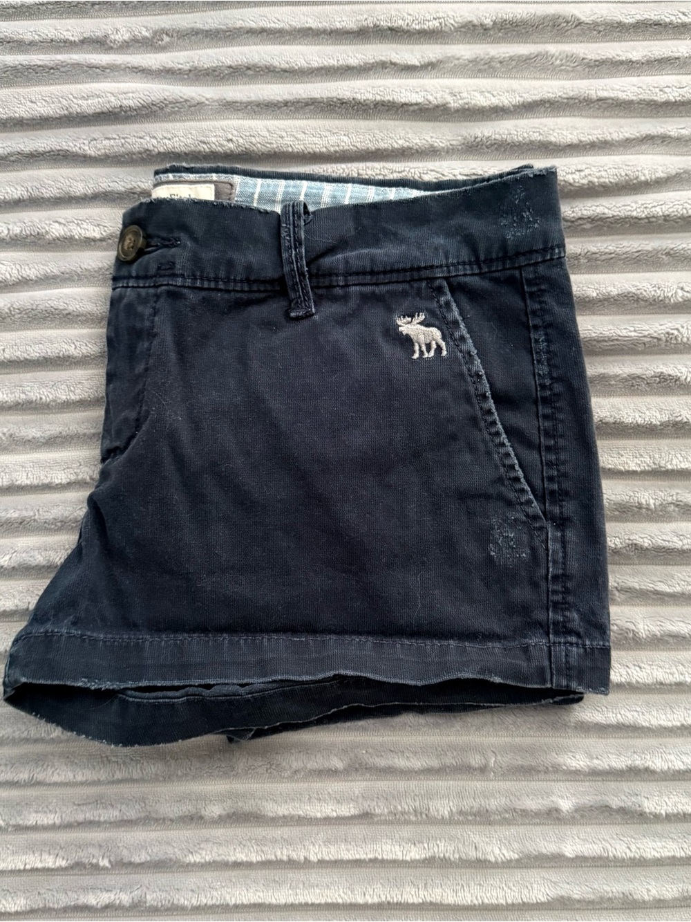 Abercrombie & Fitch Dark Navy Cotton Logo Shorts